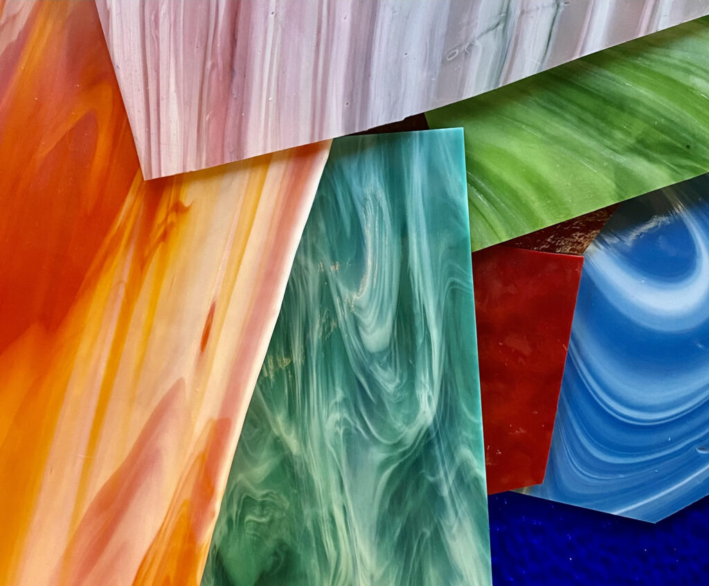 Pile of stained-glass sheets